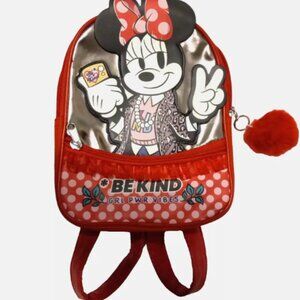 Disney Minnie Mouse Kids Backpack Small 9"x7" Red Black Bow School Bag